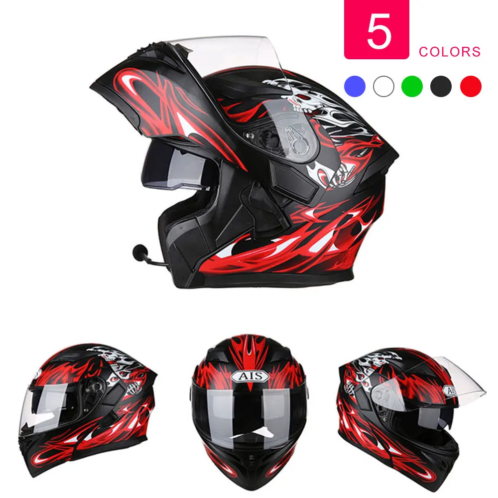 

Full Face Motorcycle Helmet Bluetooth Motocross Road Capacete Shark Helmet Cascos Para Moto Night Riding Signal Flash Strip