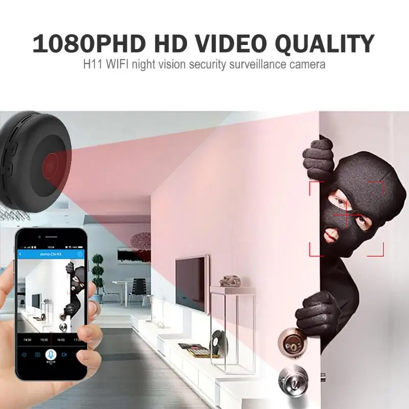 H11 HD 1080P WIFI камера ночного видения обнаружения движения видео рекордер H.264 Формат