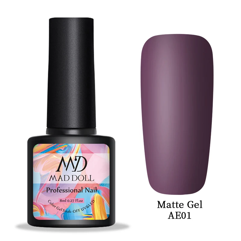 AE01 2 бутылки 8 мл MAD DOLL УФ-гель для ногтей чистый цвет и Блестящие Блестки долговечный впитывающий Гель-лак для нейл-арта - Цвет: AE01
