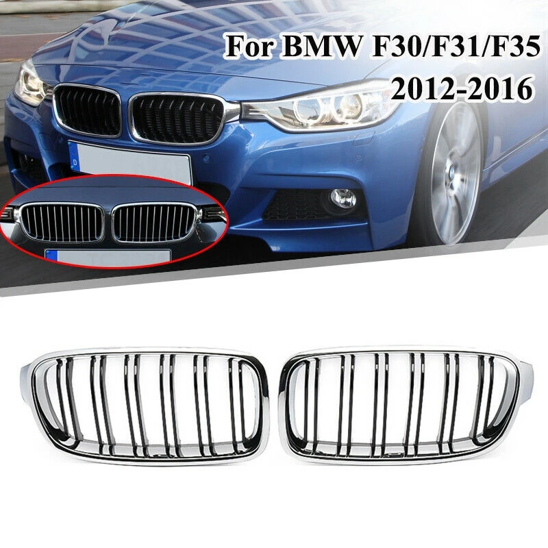 

Для BMW 3 серии F30 F31 F35 2012-2018 двойная планка Линия хромированный передний бампер Kindey гриль радиатора