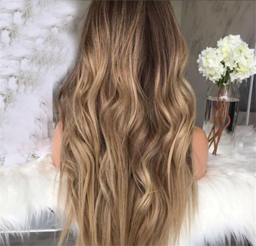 Новинка 2019 модный сексуальный женский длинный коричневый и золотой волнистый