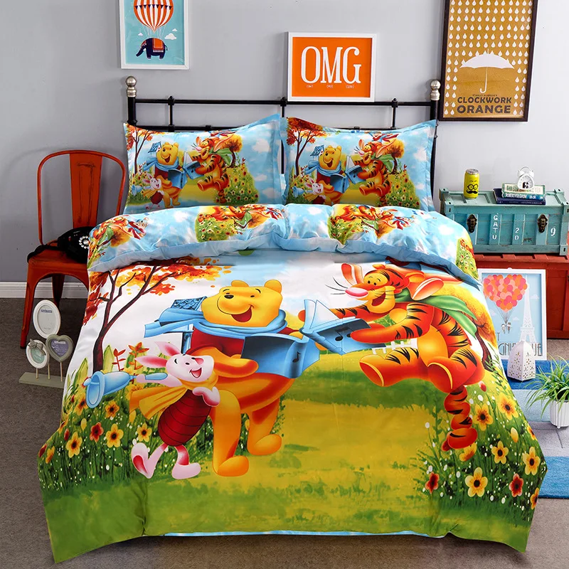 

4 PCS Bedding Sets S-t-i-t-c-h Winnie 3D Print Size Quilt Bed Cover Duvet Cover Sheet Pillow Case Sets Adult Children
