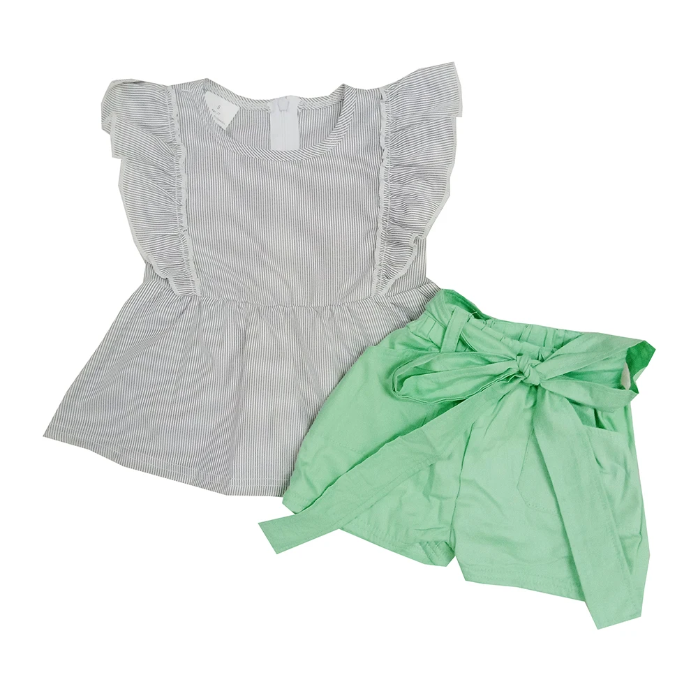 

Newborn Kids Baby Girls Outfits Kids Flutter Sleeve Tank Top And Short Set Clothing Set Baby Summer Clothes Set Kids Outfit