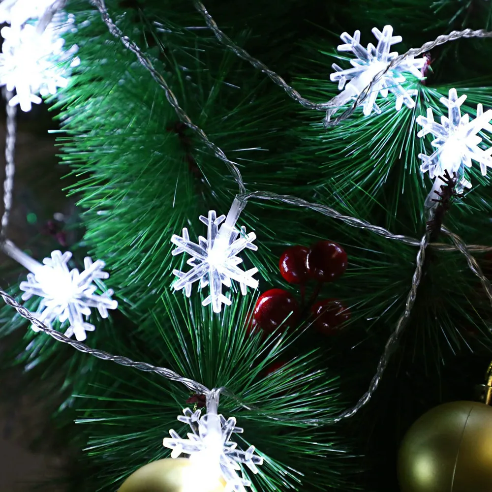 LED Crystal Snowflakes String Light 40LED Indoor Decorative with 8 Mode for Party Xmas Halloween Garden Patio AC220 | Лампы и