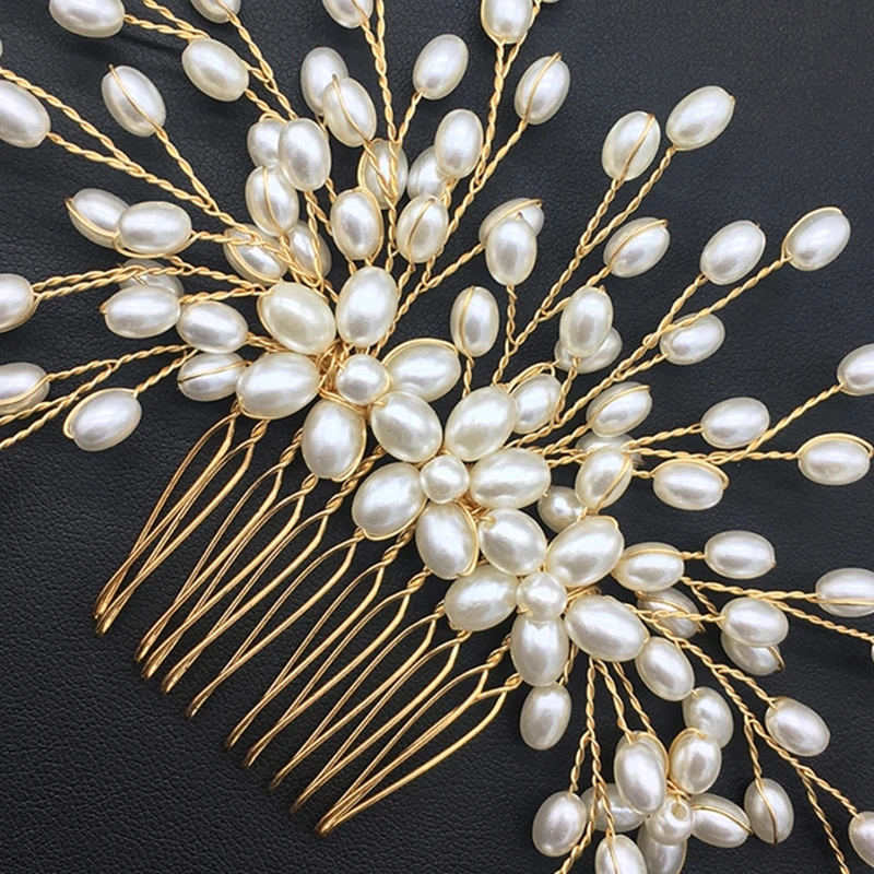 

Bride Comb Wedding Handmade Pearl Bridal Women Headwear Jewelry Hair Accessories