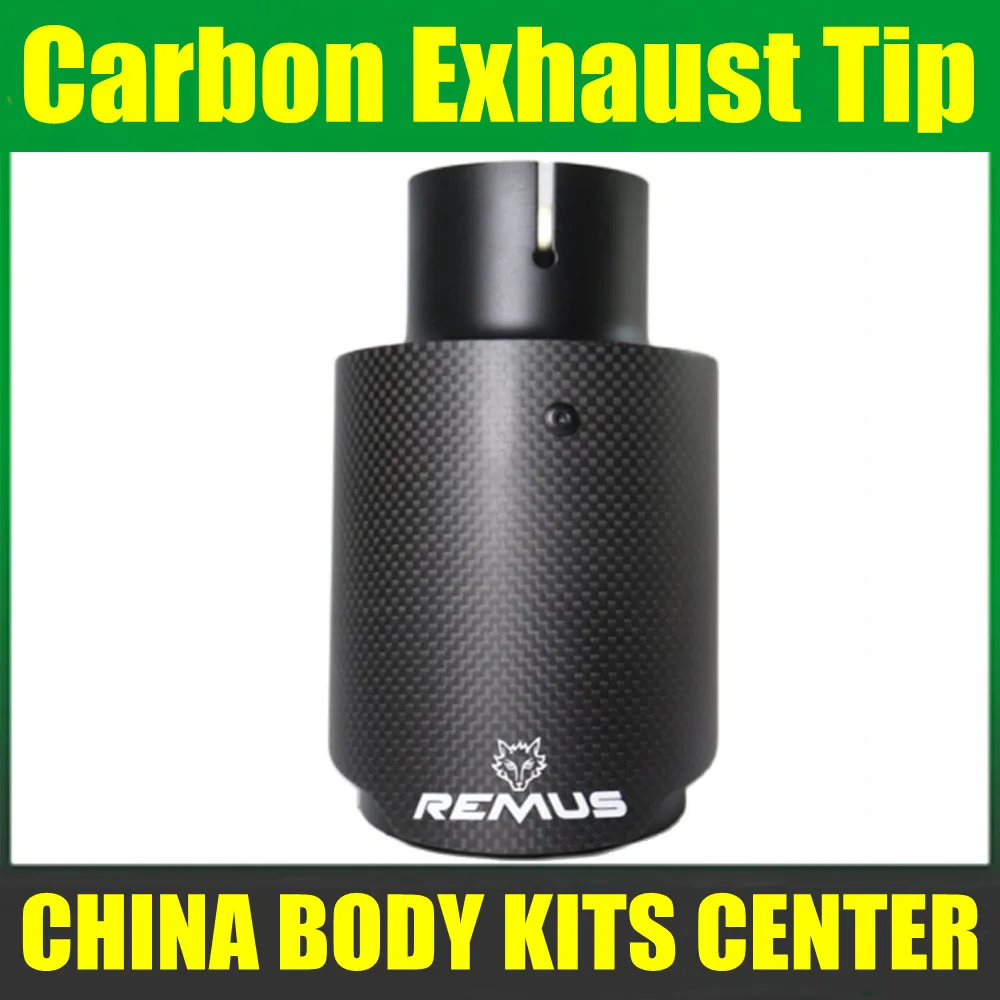 

Car Universal Straight Cut Remus Sport Matt Carbon Fiber Exhaust Muffler Tips Sand Blasting Tail Pipe for BMW AUDI GOLF MAZDA