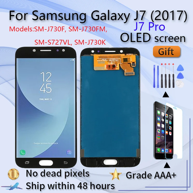 

ЖК-дисплей 5,5 дюйма Super Amoled для Samsung Galaxy J7 Pro, j7 2017, дисплей j730g, J730, J730F, ЖК-дисплей и дигитайзер сенсорного экрана в сборе