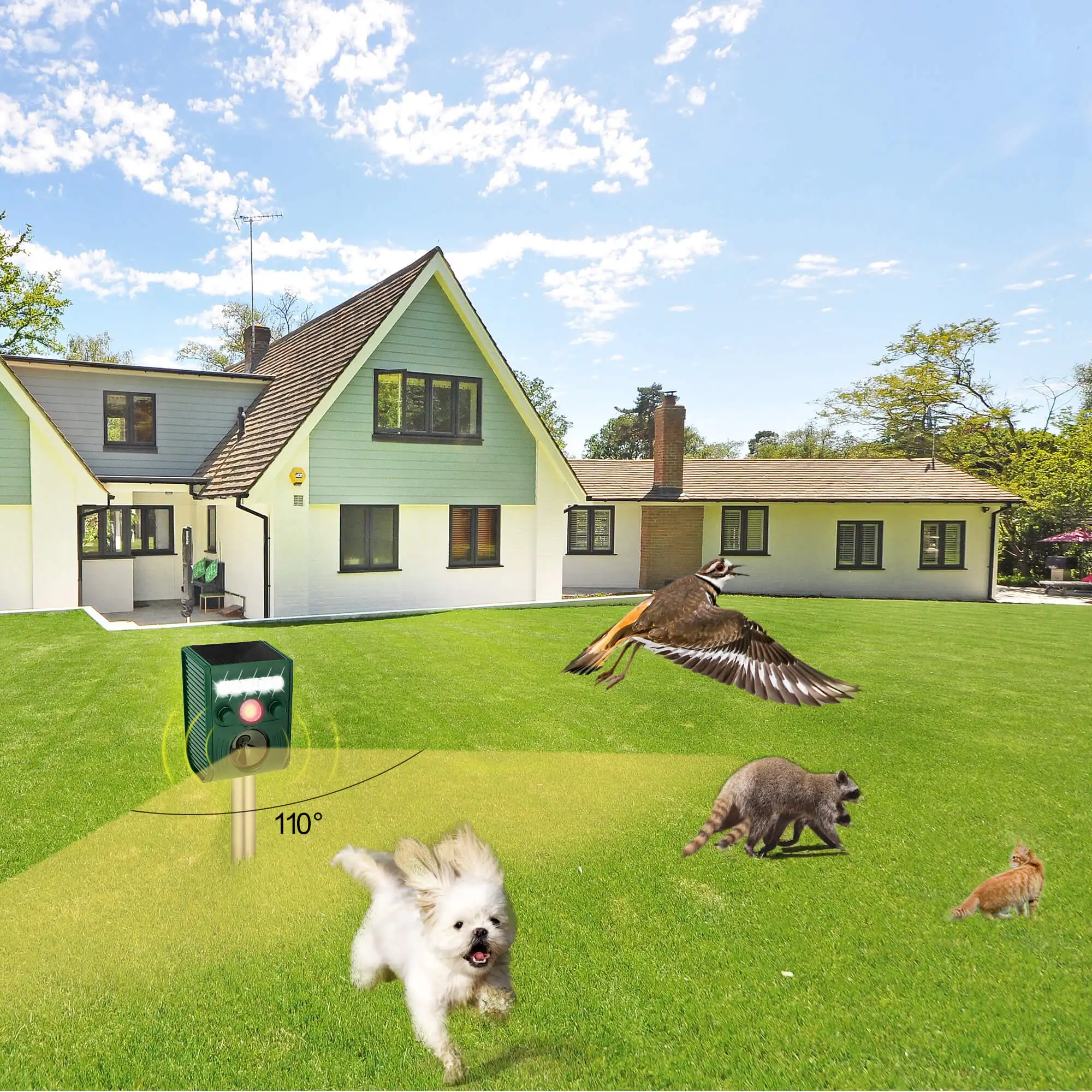 Отпугиватель животных на солнечной батарее светодиодный светильник кой