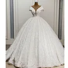Элегантное бальное платье с кружевными бусинами и рукавами-крылышками, свадебные платья 2021, сексуальное свадебное платье с глубоким V-образным вырезом, свадебные платья, Vestido De Noiva
