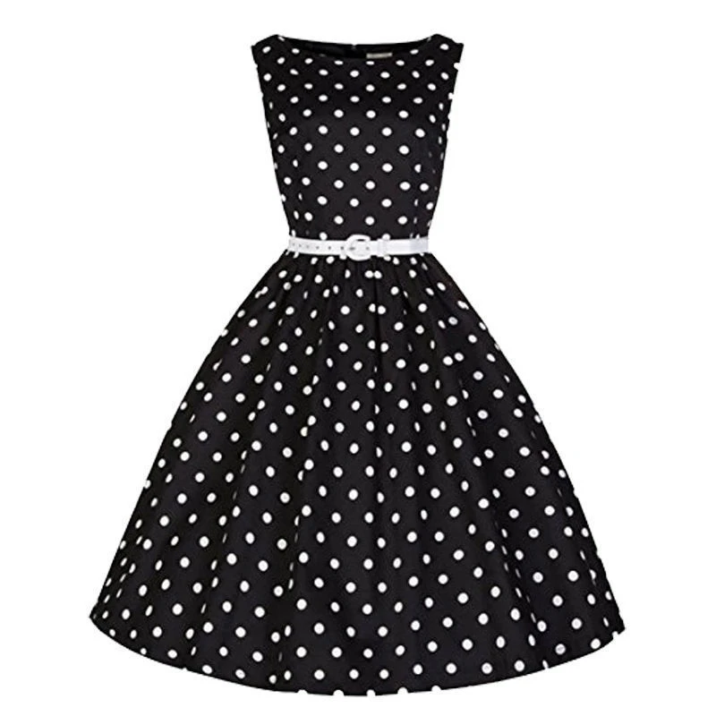 Sommer Frauen винтажный в горошек 1950 х годов рокабилли кэжуал Abend Party Schaukel Kleid|Женские