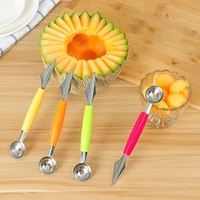 1pcs double head stainless steel fruit digging ball spoon corrugated carving knife watermelon ball digging gadgets