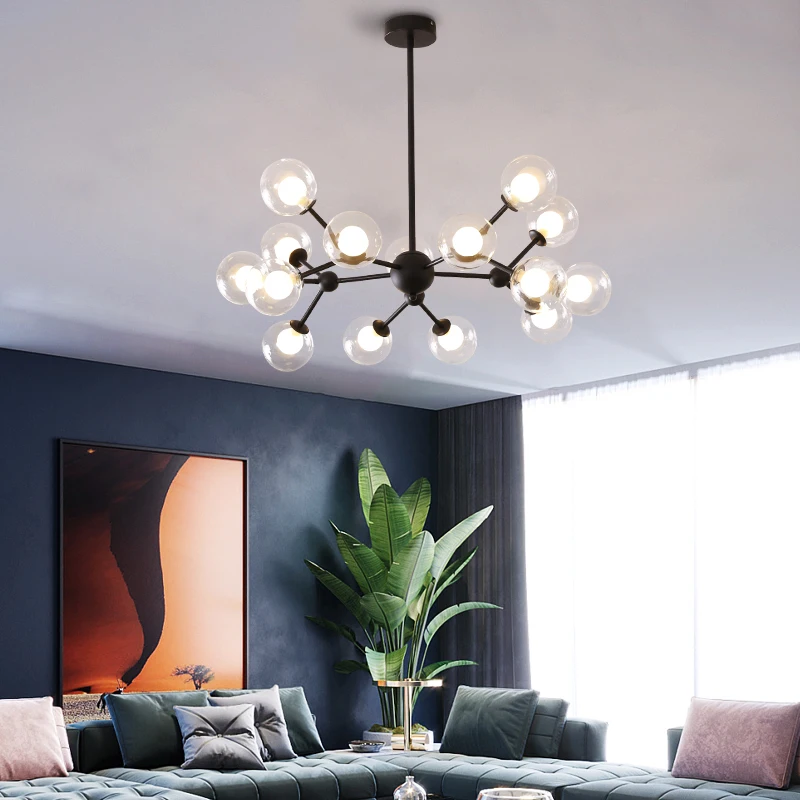 Magic Bean glass balls chandelier Molecule lamp Black Rose Gold Color Mid Century Home Decor Suspension pendant lamps Fixtures | Освещение