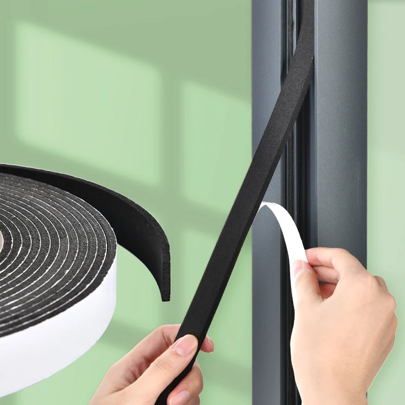 

5m Black Door Window Sealing Strips Sound-Proof Door Window Foam Back Noise Insulation Excluder Tape Dust-proof Sealing Strip