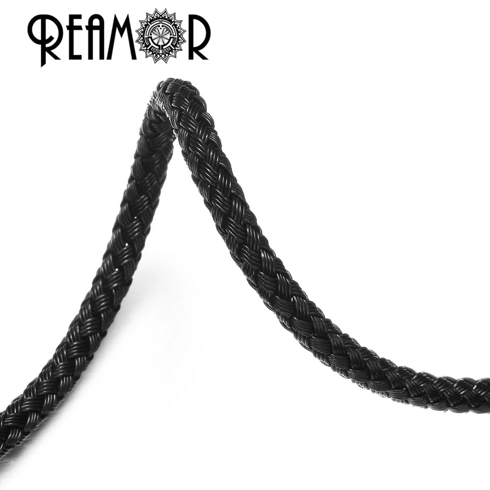 REAMOR, сделай сам, нержавеющая сталь, черный, золотой, серебряный, стальной трос, ювелирные изделия, 4 мм/5 мм, плетеные кожаные шнуры для изготовления браслетов - Цвет: Black