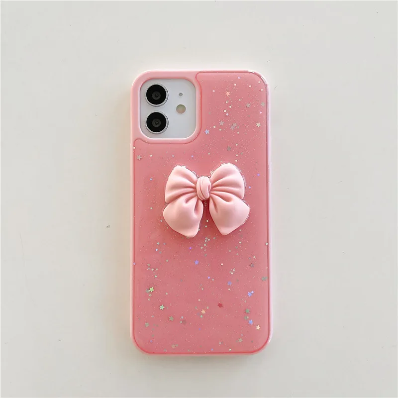 

Epoxy glitter bowknot phone case for iPhone11 12Pro Max mini X XR XS XSMax 8 7PluS anti-drop protective back cover New Arrivals