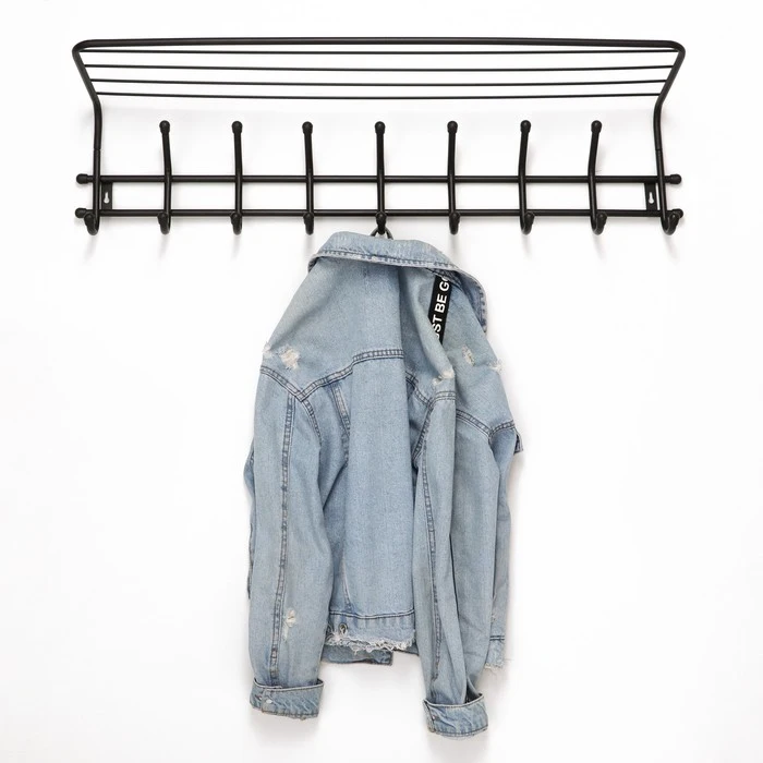 Настенный вешалка с полкой Comfort черный для дома Вешалки для одежды Органайзер для хранения предметов Шкаф для одежды Вешалки для пальто Мебель для гостиной.