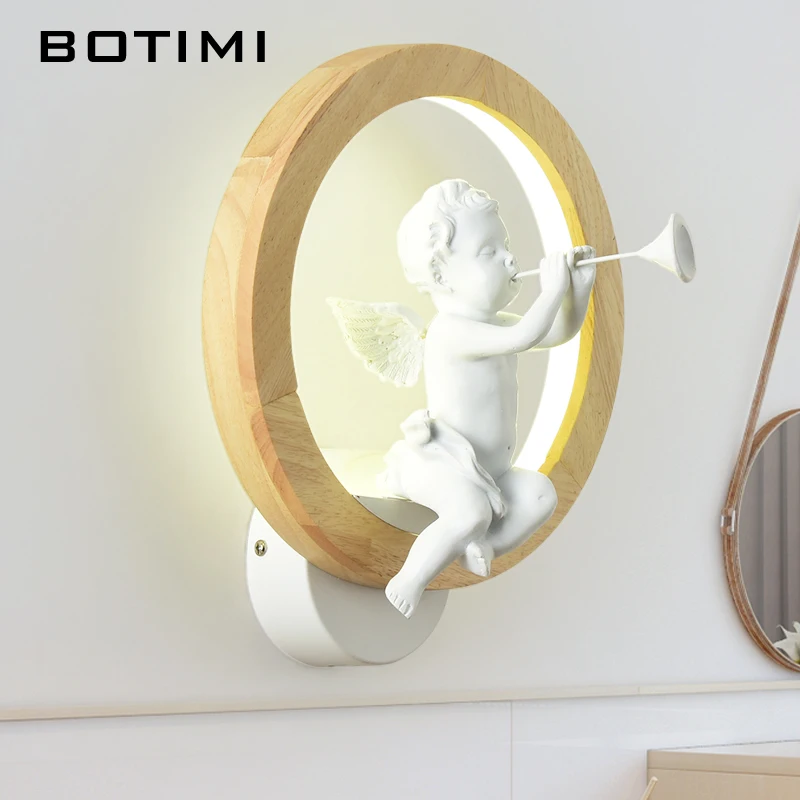 BOTIMI светодиодный настенный светильник в скандинавском стиле, современный настенный светильник, деревянный прикроватный светильник, настенный светильник в виде птиц