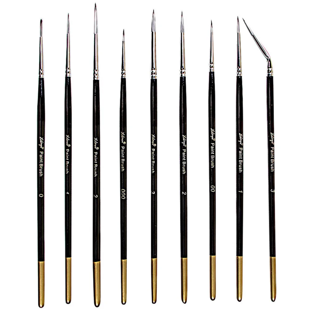 

9pcs Artist Professional Paint Brushes Nylon Detailing Paint Brush Liner Brush
