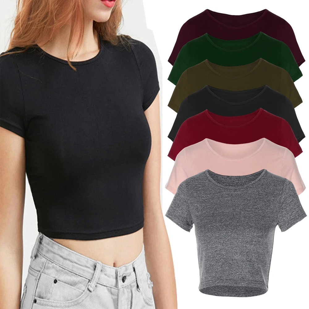 2020 брендовая Новая женская футболка из вискозы однотонная с коротким рукавом для