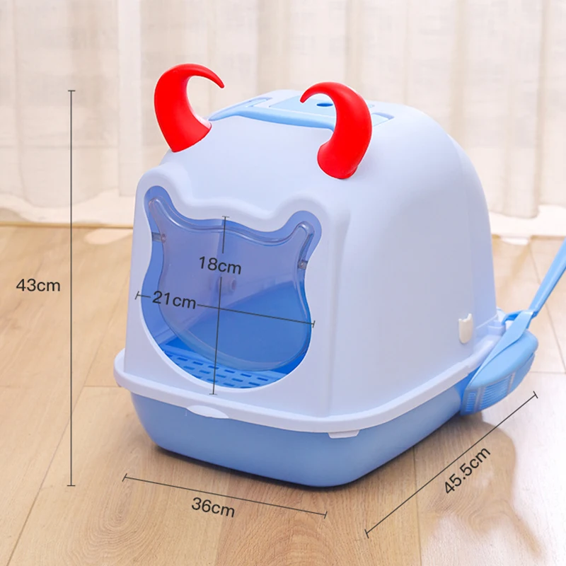 

2021 New Cat Litter Box Can Be Flipped Lid Cat Toilet Splash-proof Fully Enclosed Cat Litter Box Cat Supplies