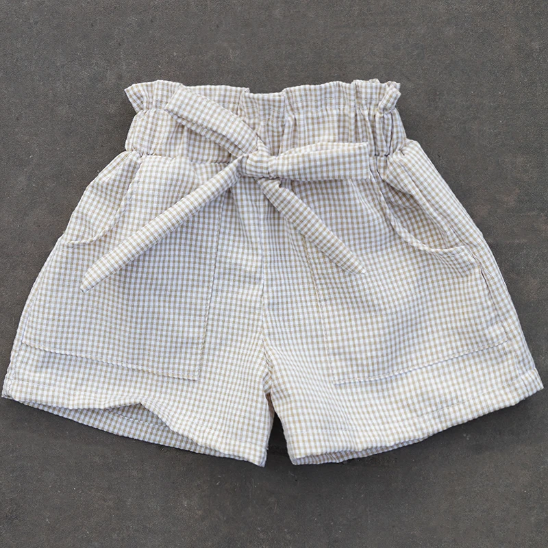

Children Shorts Summer Cotton Kids Cute Sweet Beach Short Pants Baby Clothes Toddler Girl Clothing Bow Print Plaid Shorts Broek