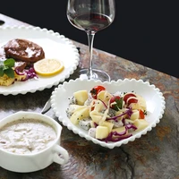 white pearl ceramic heart shaped dinner plate breakfast bowl home steak plate fruit salad bowl hotel restaurant tableware set