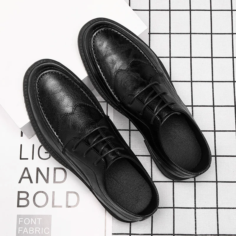 

Spring And Autumn Leather Shoes Versatile Male Business Leisure Waterproof Breathable Chef Heighten