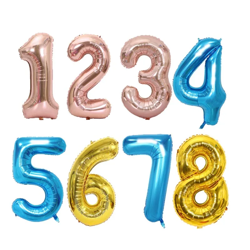 

8-Season 32inch Wedding Aniversary Birthday Party Rose Gold Number Foil Balloons Graduation Decorations Baby Shower Decoration