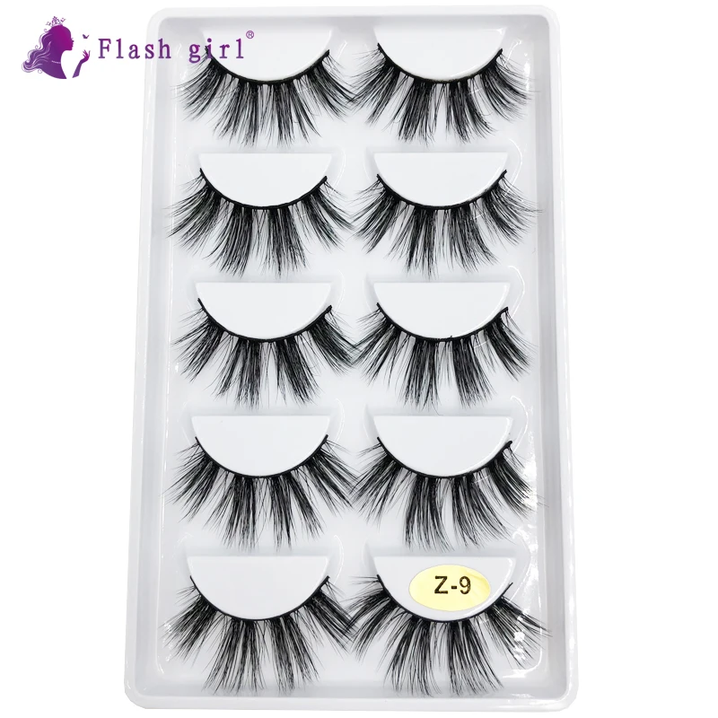 

Flash girl 5 pairs Z series Z09 Natural handmade 3D faux mink individual eyelashes