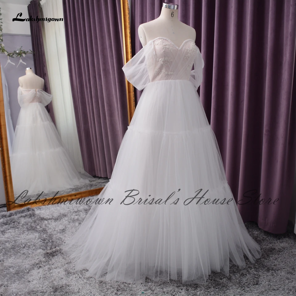 

Женское свадебное платье в стиле бохо, длинное кружевное платье до пола с открытыми плечами и бусинами, лето 2021