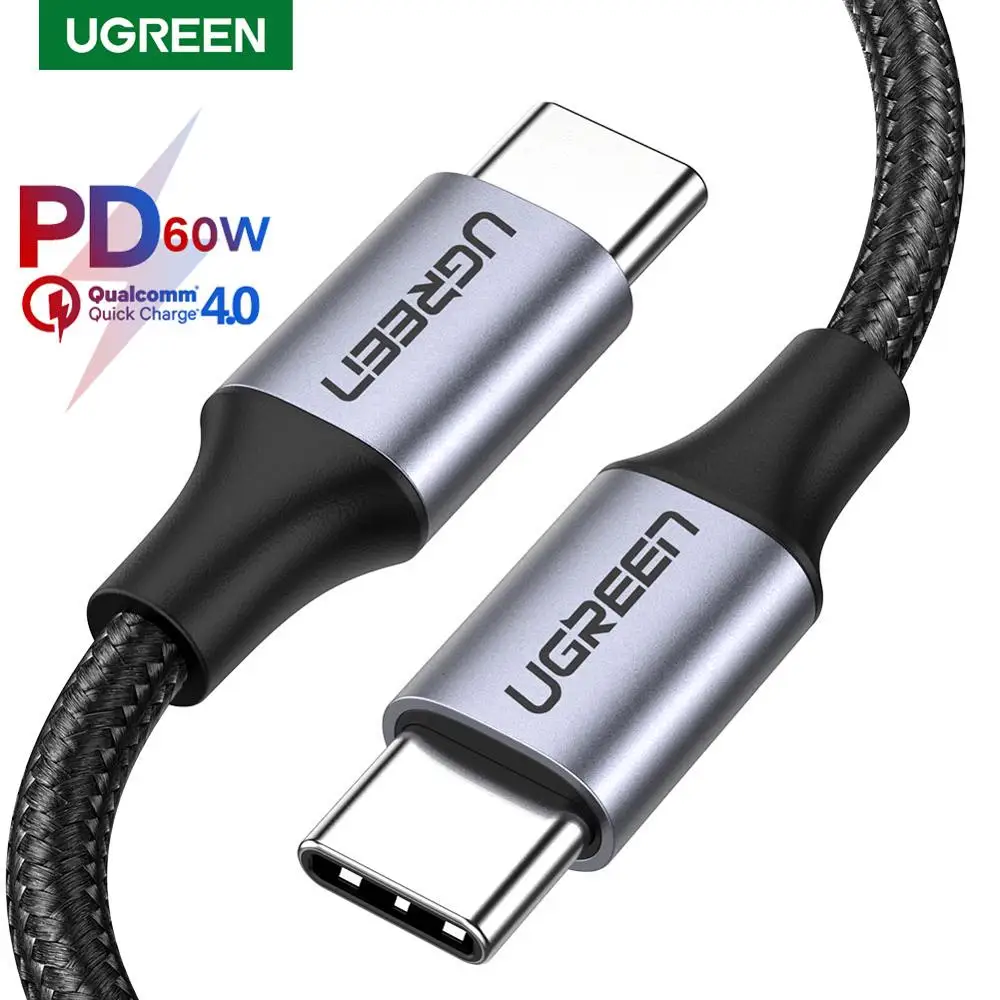 Ugreen USB C to USB Type C Cable for Samsung S20 Huawei Quick Charge 4.0 PD 60W Cable for MacBook Pro iPad 2020 USB