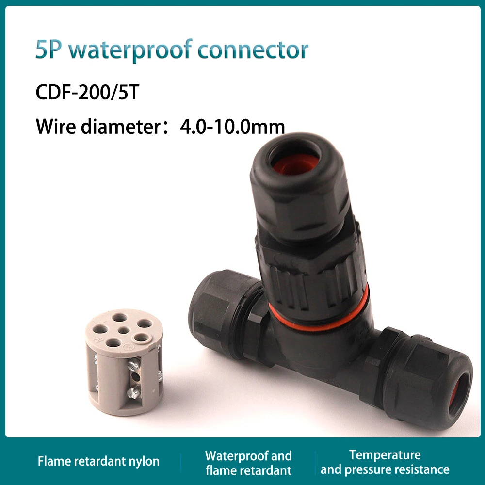 Водонепроницаемый электрический соединитель IP68 Т образный 5 контактный уличный