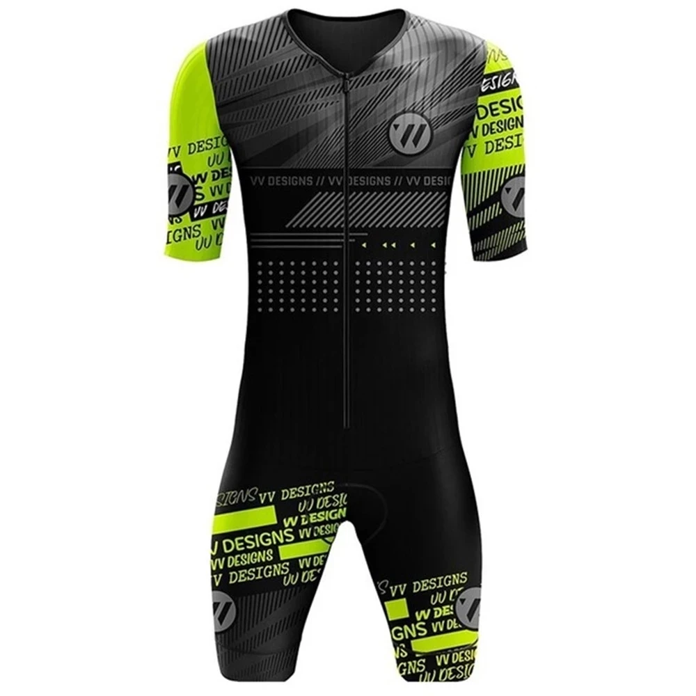 

VVS Designs Summer Men's Triathlon Skinsuit Cycling Jersey Short Sleeve Jumpsuit Road mtb Bike Running Clothing Maillot Ciclismo