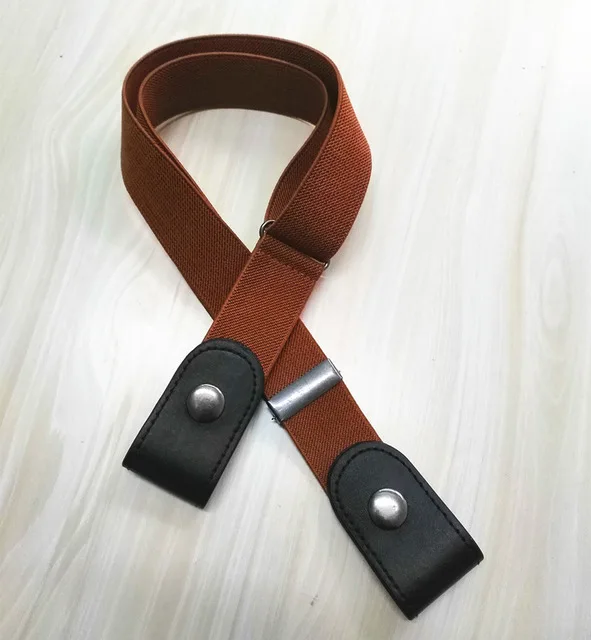 brown and black -b Без пряжки, эластичный пояс для джинсовых брюк, платья без пряжки, эластичные пояса для талии, подходят для модных женщин, мужчин и девочек, пряжка из сплава - Цвет: brown and black -b