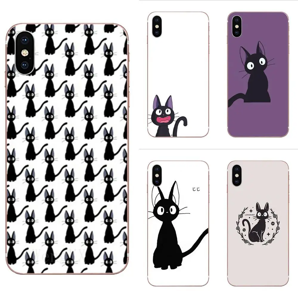 Милый черный Jiji рисунок кота для Apple iPhone X XS Max XR 4 4S 5 5C 5S SE 6 6S 7 8 Plus в продаже