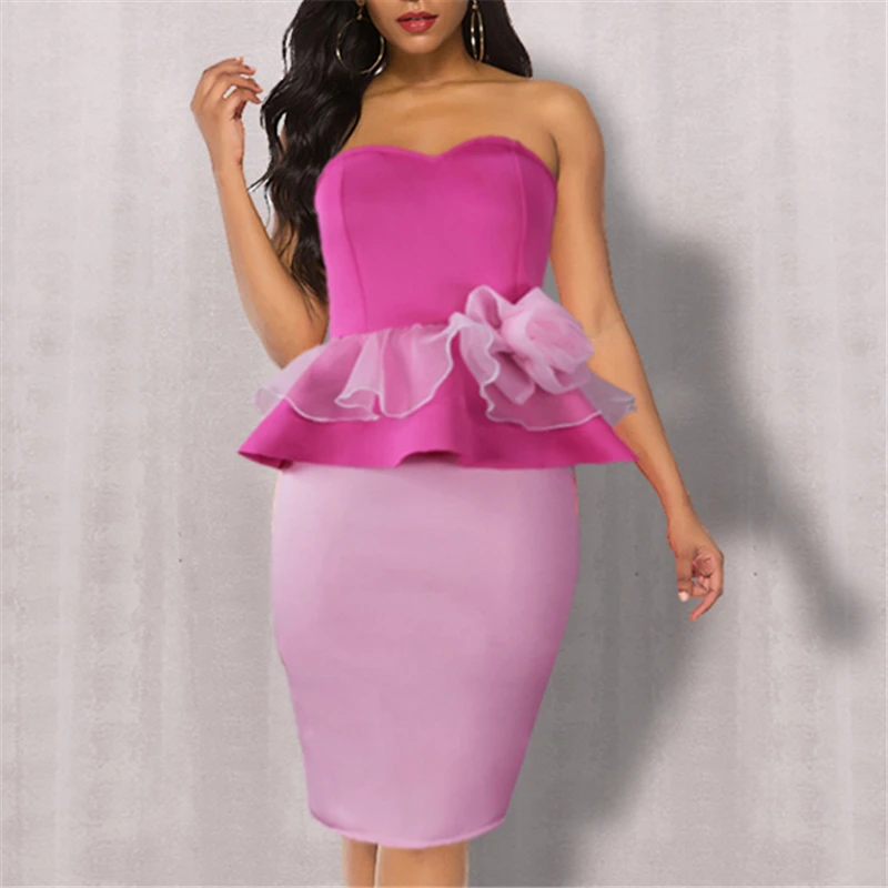 Женские топы трубы вечерние платья в стиле пэчворк розовая вуаль с цветочным