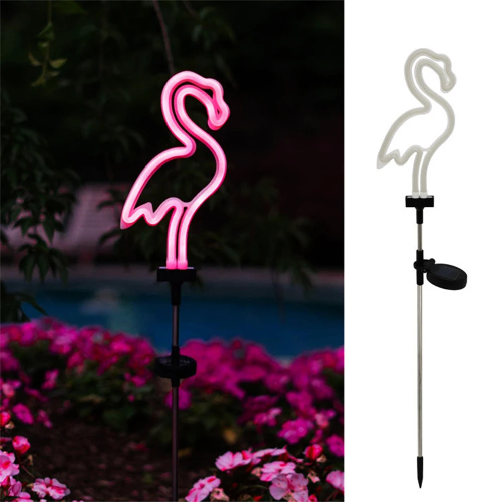 

LED Solar Neon Light Outdoor Waterproof Flamingo Lawn Stake Lamps Yard Art for Home GardenCourtyard Decoration 2pcs