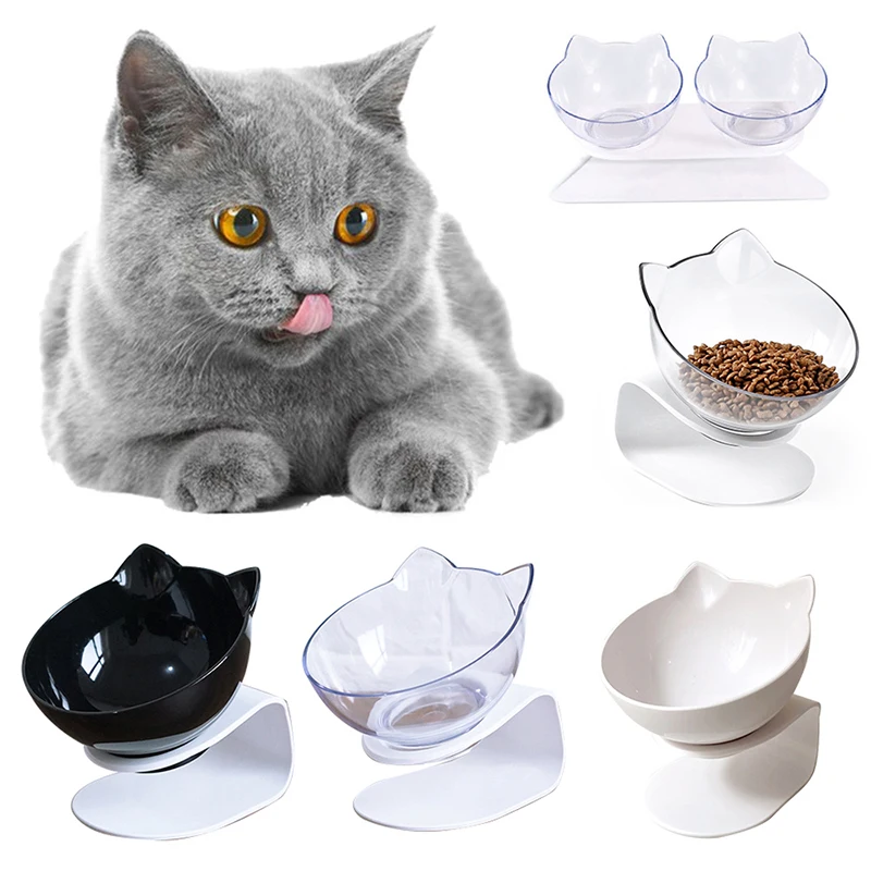 

Нескользящая двойная миска для кошек с подставкой, поворот на 15 градусов, миска для кормления кошек, миски для домашних животных