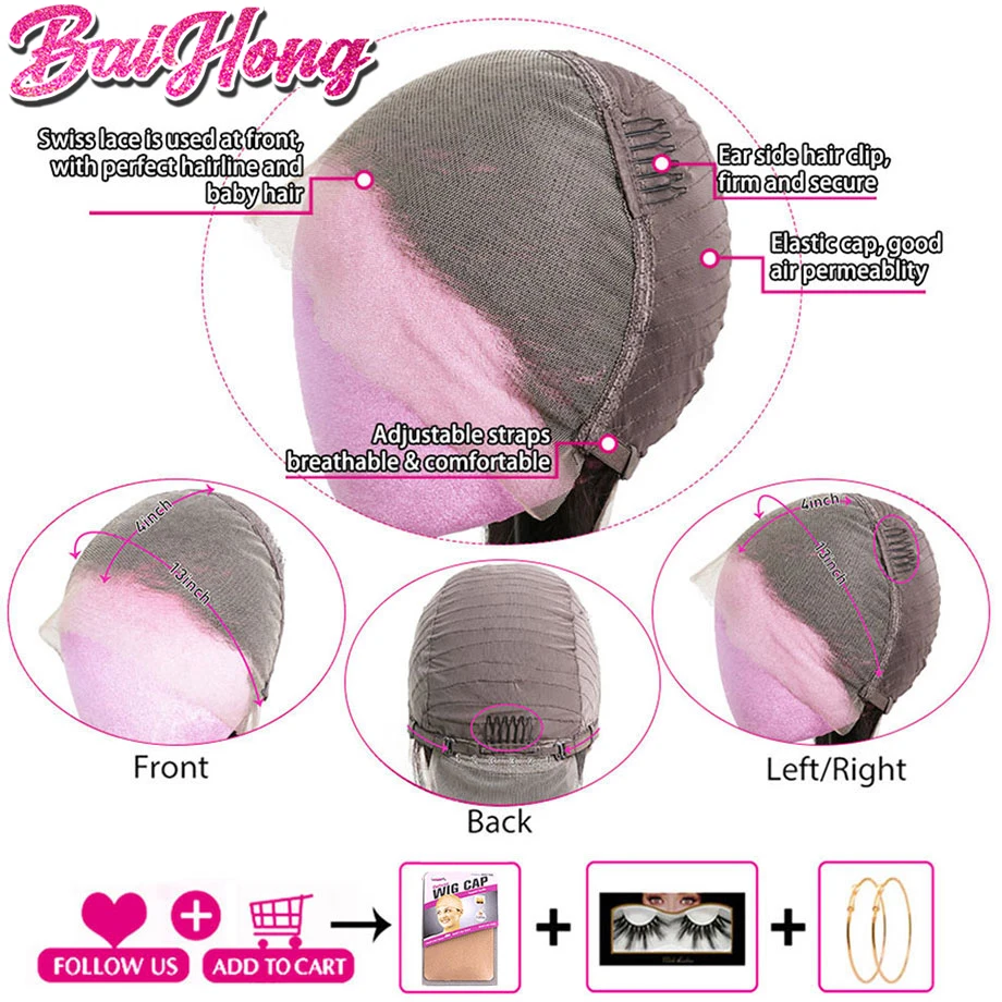 

Water Wave Lace Closure Bob Wig Human Hair 4x4 Brazilian Remy Hair 150% Density Pre Plucked Short Bob Lace Wigs BAIHONG