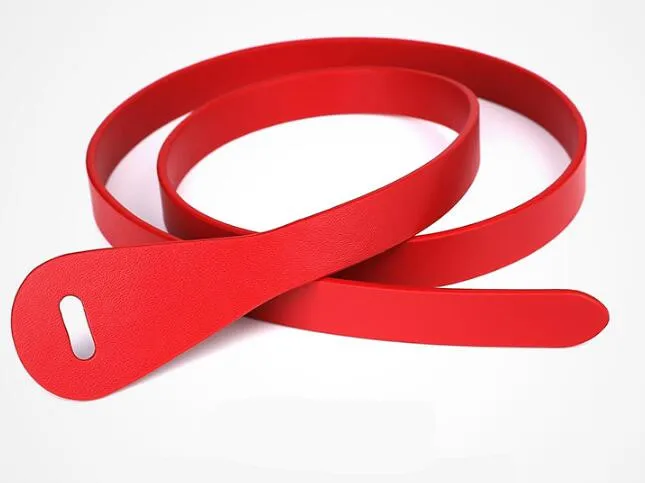 Ремень из натуральной воловьей кожи Женский модный однотонный тонкий длинный