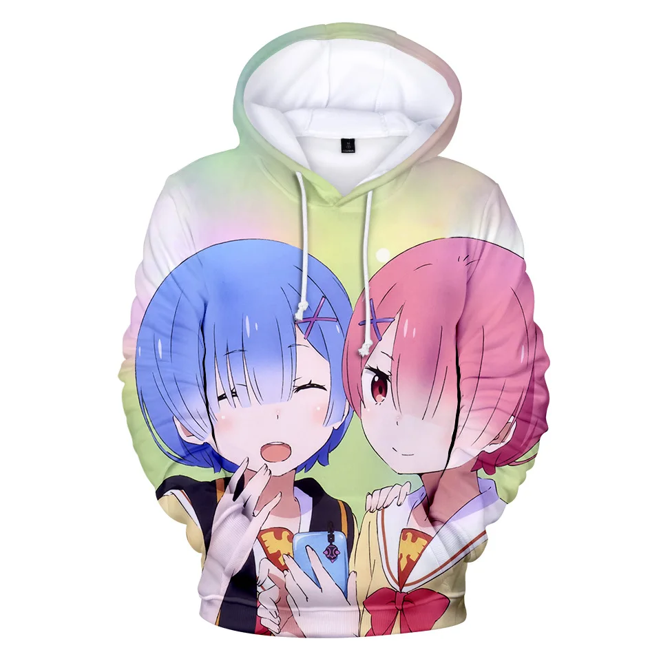 Natsuki Subaru Толстовка Re ZERO пусковая Аниме толстовки Rem Ram для женщин/мужчин Emilia пары Косплей куртка свитер Одежда
