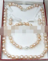 free shipping ddh001331 8 9mm pink freshwater pearl necklace bracelet earring hook ss925 set