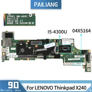 pailiang laptop motherboard for lenovo thinkpad x240 mainboard 04x5164 viux1 nm a091 core i5 4300u tested ddr3 free global shipping