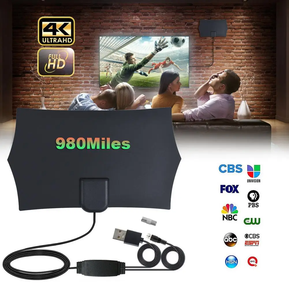 Антенны для автомобиля 980 миль 4K цифровая HD ТВ внутренняя телевизионная антенна с