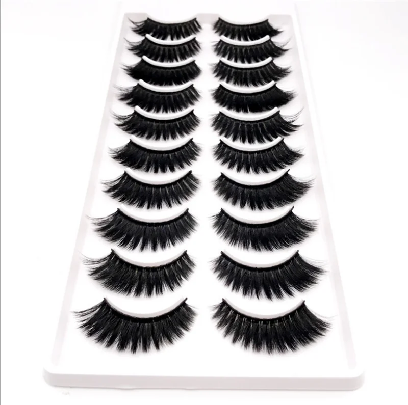 

10 pairs of 8D mink natural false eyelashes soft false eyelashes multi-layer thick eyelashes extension silk eyelashes