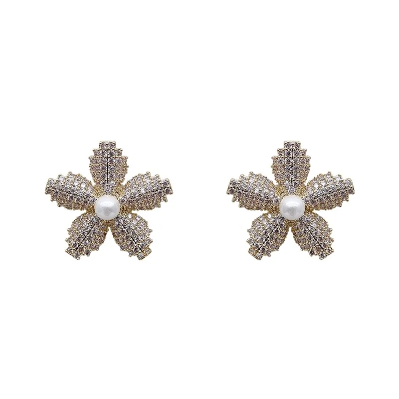 

Korean Spring Girl Delicate Flowers Petal 925 Needle Stud Earrings for Female Women's Elegant Ear Jewelry Accessories