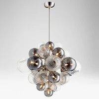 creative modern led chandeliers glass globe luxury smokey grey furniture living room decoration lights bedroom chandelier ball