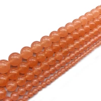 natural orange red chalcedony jades beads gem stones round loose beads for jewelry making 4 12mm diy bracelet necklace 15