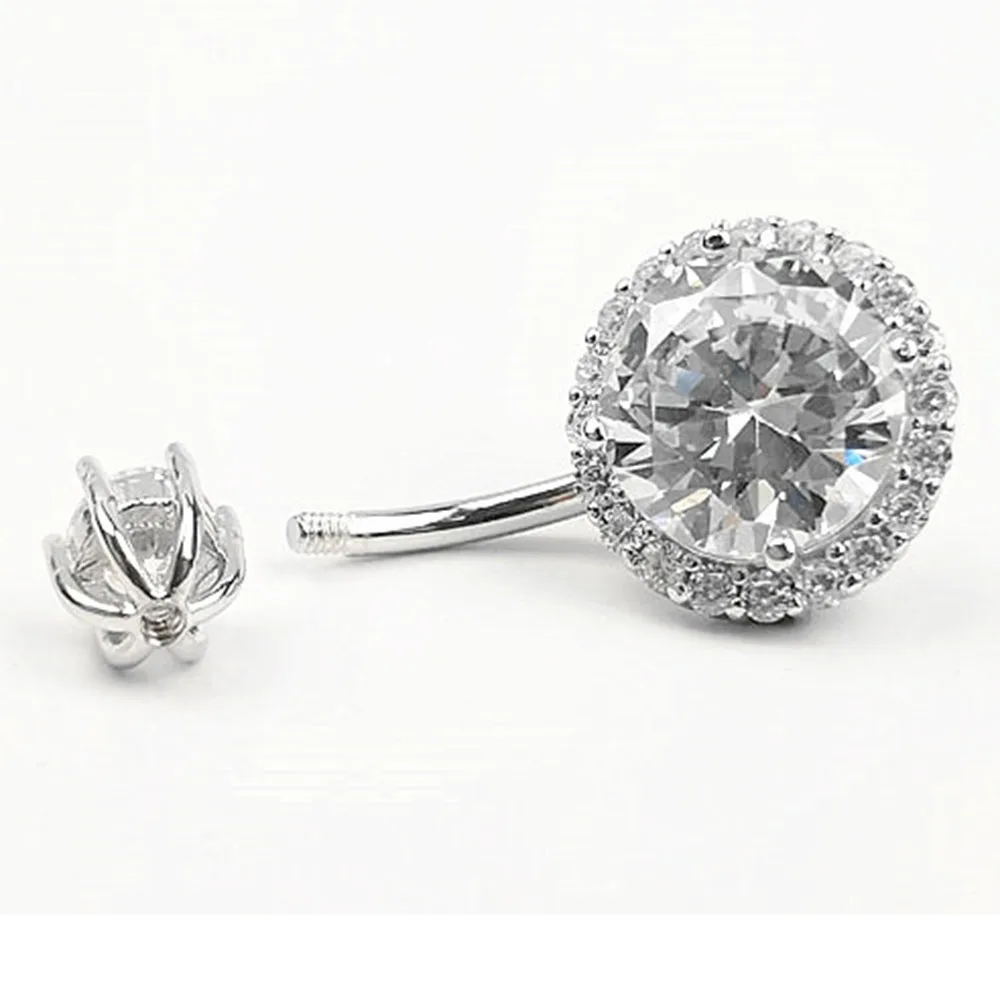 Пирсинг для живота из серебра 925 пробы с кристаллами ювелирные изделия тела ombligo