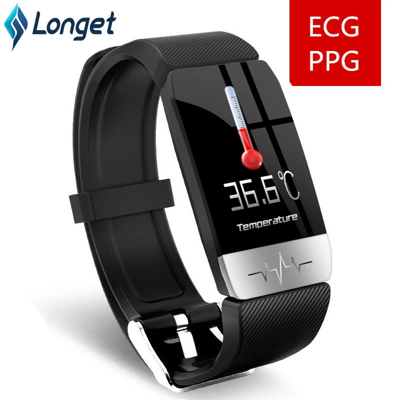 Longet T1 ECG + PPG тела Температура FitnessTracker напоминание умный Браслет кровяное давление